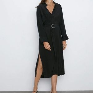 Zara Limited Edition Wrinkle Effect w/ Belt Dress